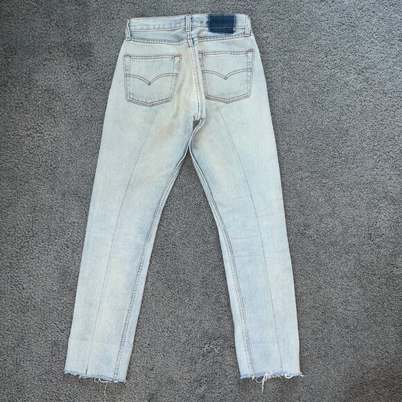REFORMATION VINTAGE LEVI'S REPURPOSED LIGHT WASH RARE BACK SEAMS  MADE IN USA 25 - Picture 6 of 16